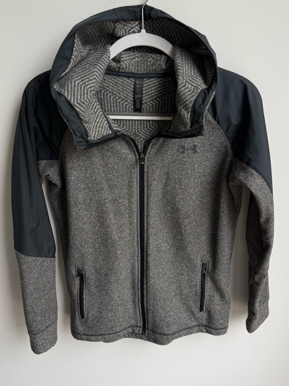 Under Armour ColdGear Full Zip Hooded Jacket Gray Black Women’s Small